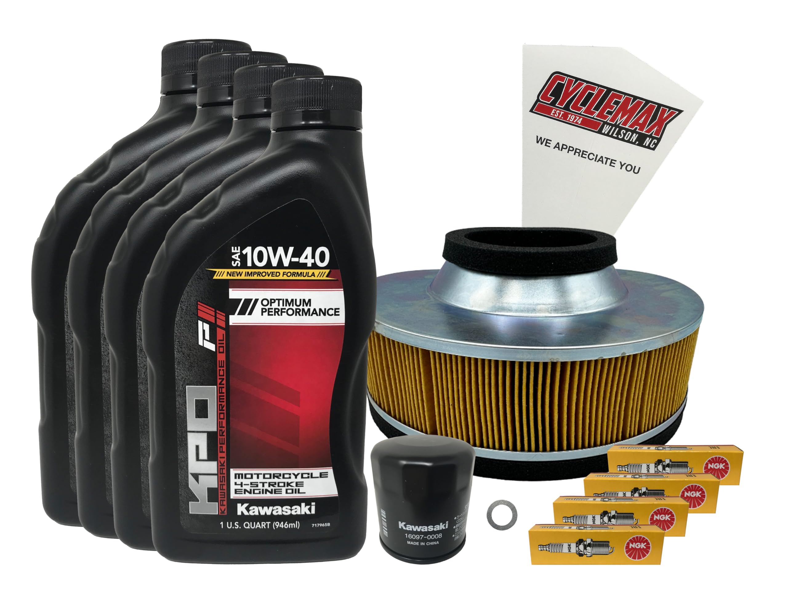 Cyclemax Standard Tune Up Kit with Spark Plugs compatible with Kawasaki 2005-2008 Vulcan 1600 Nomad