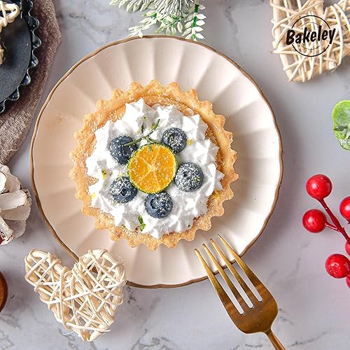 Miniatura 3 de Juego de mini sartenes para tartas de 4 pulgadas, 4 piezas con parte inferior suelta extraíble, antiadherente, redonda, quiche, para horno y cocción