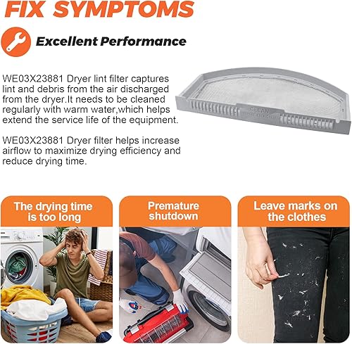 Miniatura 4 de GTD42EASJ2WW WE03X23881 Pantalla de filtro de pelusa para secadora GE Hotpoint Dryer WE03X23881 Pantalla de pelusa para secadora de acero