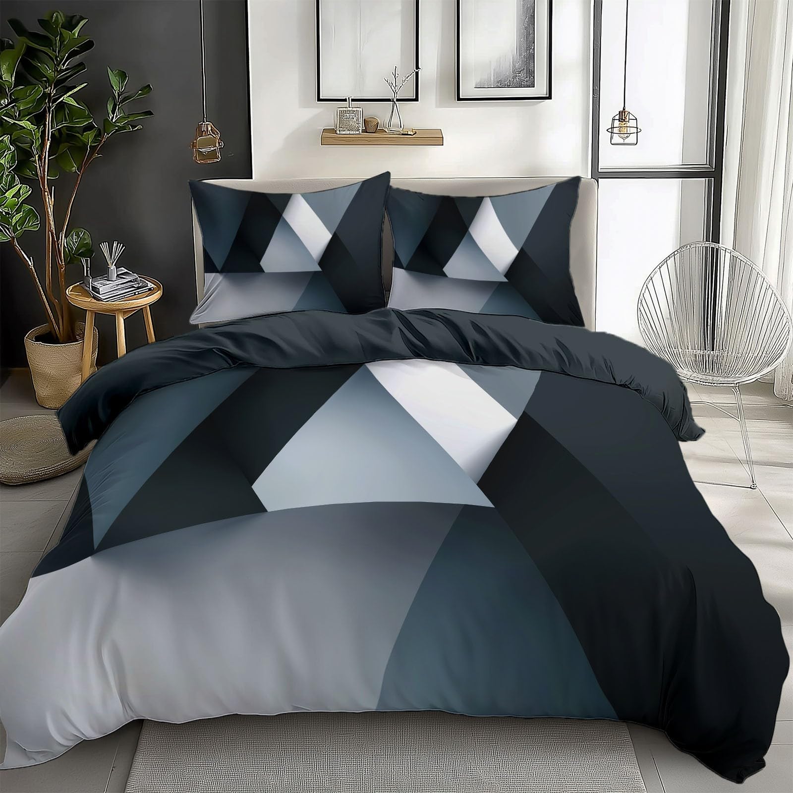 Housse de couette triangle hypoallergénique pour lit ado 140x200 avec textile respirant léger
