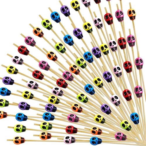 200 palillos de dientes de calavera de Halloween, selecciones de cóctel, variadas hechas a mano, cráneo, frutas, frutas, frutas, frutas, aperitivos,