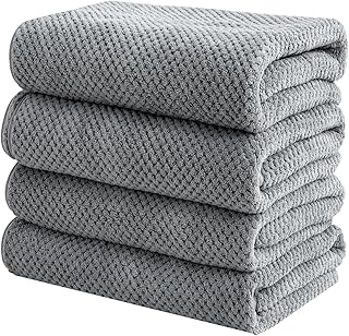 IKEA 大判バスタオル:快適&高品質!イケアのおすすめ大判バスタオル 12 Bath Towels, Large Size, Set of 4, 27.6 x 55.1 inches 70 x 140 cm, Fluffy, Less Feathers, Microfiber, Instant Absorption, Textured Towel, Classic Light Gray