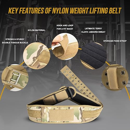 Miniatura 4 de VISMIX Cinturón de levantamiento de pesas de nailon para soporte de espalda, cinturón de gimnasio para entrenamiento, entrenamiento de fuerza,