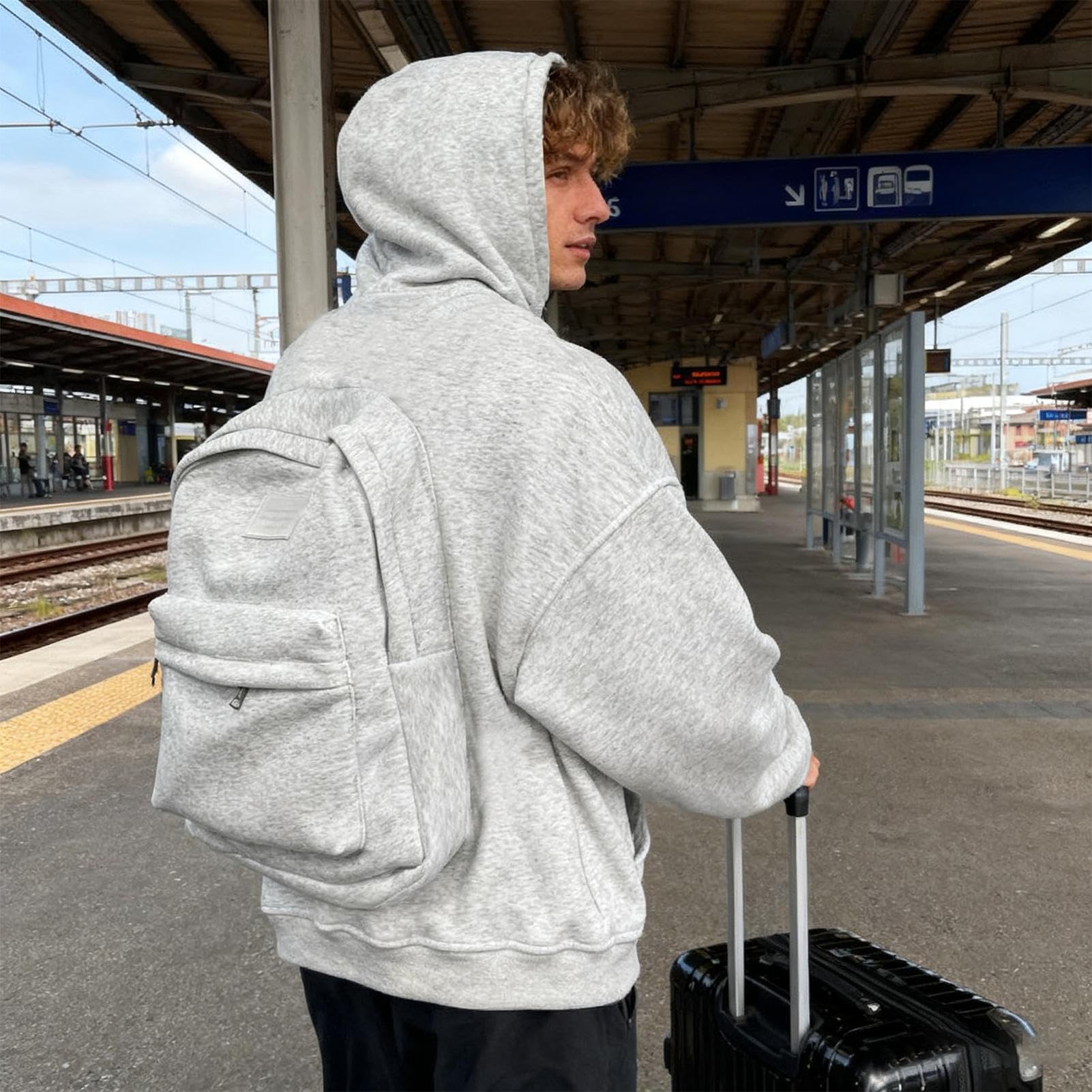 Generisch Felpa con cappuccio con zaino, leggera e comoda con design creativo, leggera felpa da viaggio | per viaggi professionali, escursioni, stile di vita, viaggi quotidiani, campus, attività