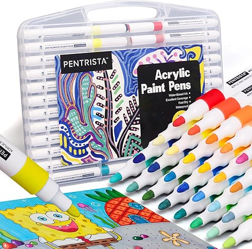 Marcadores acrílicos de 48 colores para niños bolígrafos de pintura acrílica no tóxica, suministros de arte opacos vibrantes para rocas, cerámica,