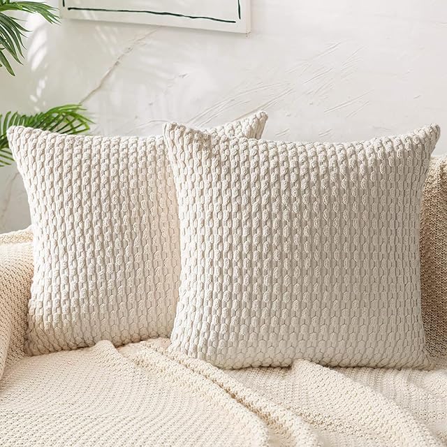 Couvertures d'oreillers à jet décoratif 18x18in HADEEONG Ensemble de 2 Couvertures d'oreillers Corduroy Couvres de la ferme Home Decor Oreillers pour Couch Canapé Cushion Xmas Decor