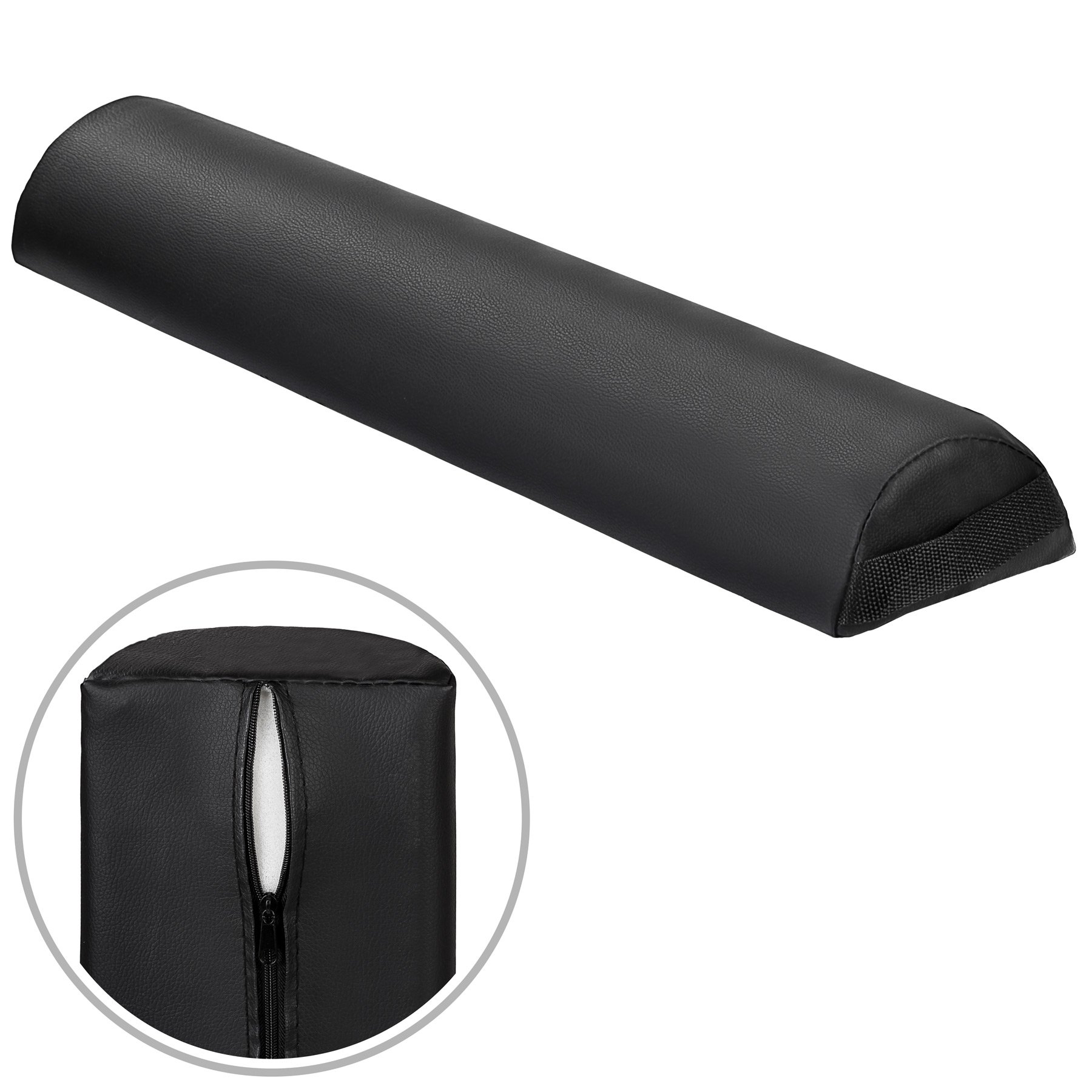 tectake® Accessori Lettino Massaggio, Sgabello Imbottito, Rullo Cilindrico, Mezzo Cilindro, Cuscino per Lettino, Rullo Fisioterapia, Cilindro per Fisioterapia - Nero
