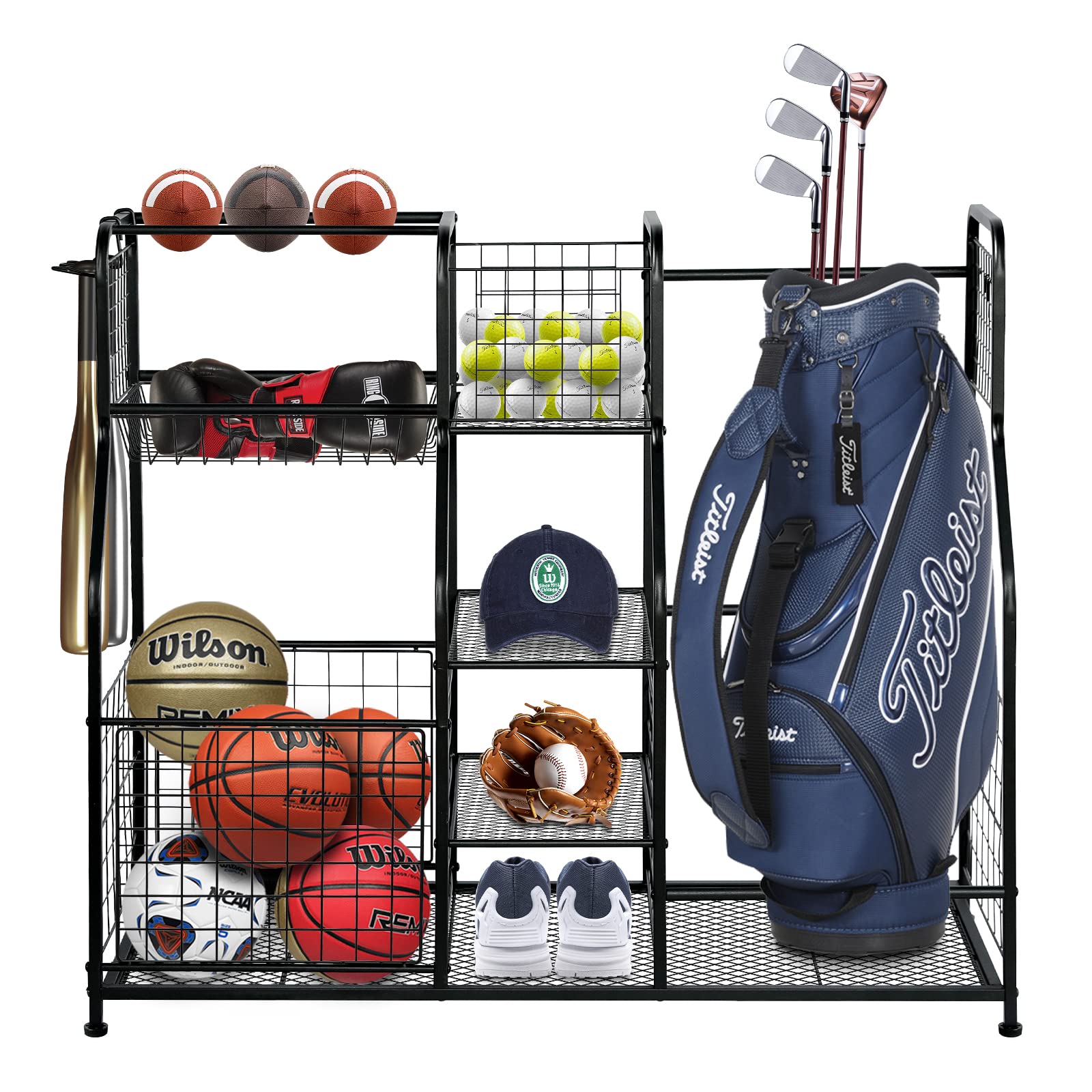 Golf Bag Storage Rack Fits 2 Golf Bags, Garage Sports Equipment