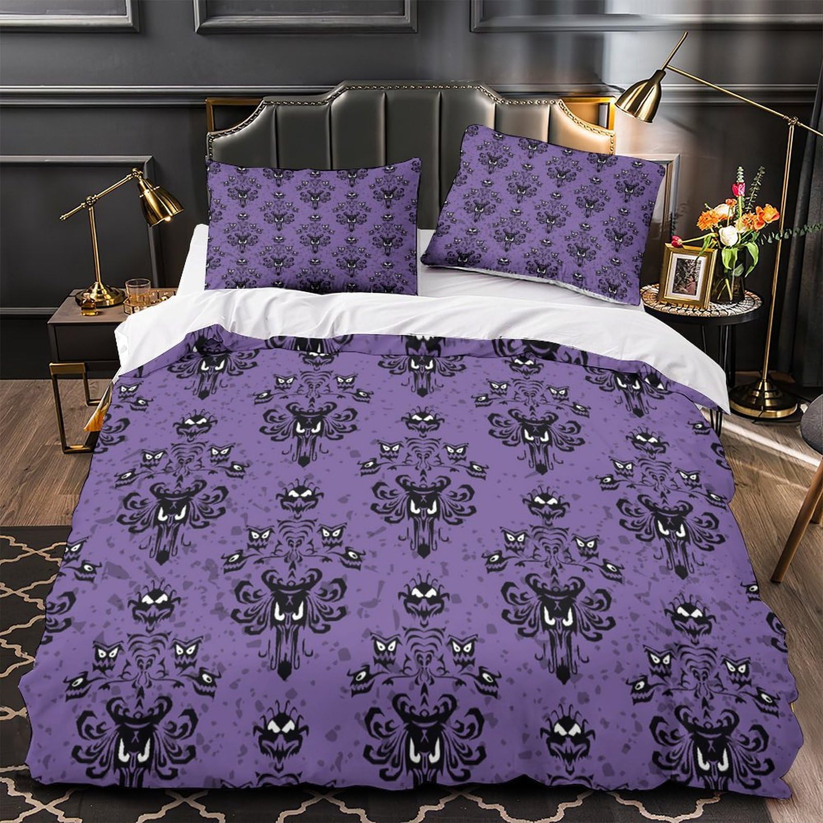 MMDASBVPE Halloween Decor Quilt Cover 3D Print Easy Care 3 Pieces Bed Set Hidden Zipper gothic Pattern Design Duvet Cover Extra Soft Durable for Adults Kids Teens Women Youth Double（200x200cm）