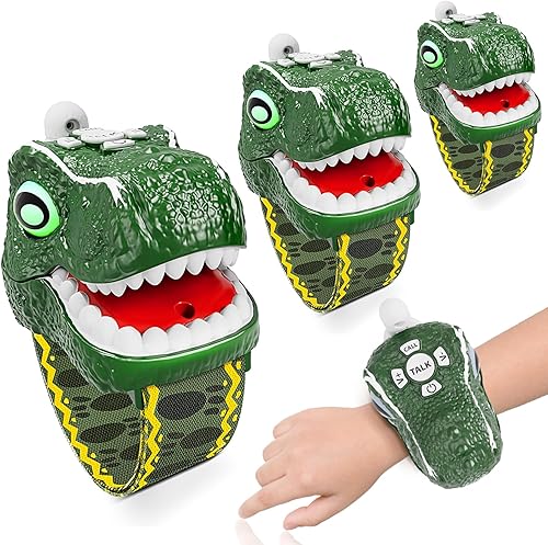 MLDKA Walkie Talkies de dinosaurio para niños, paquete de 3 unidades de equipo de campamento T-Rex juguetes al aire libre para niños y niñas de 3 a