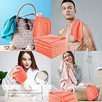 Vista 3 de 12 paños de lavado facial, paños desmaquillantes de terciopelo coral, paños faciales suaves de secado rápido para cara, 12 x 12 pulgadas (rosa)