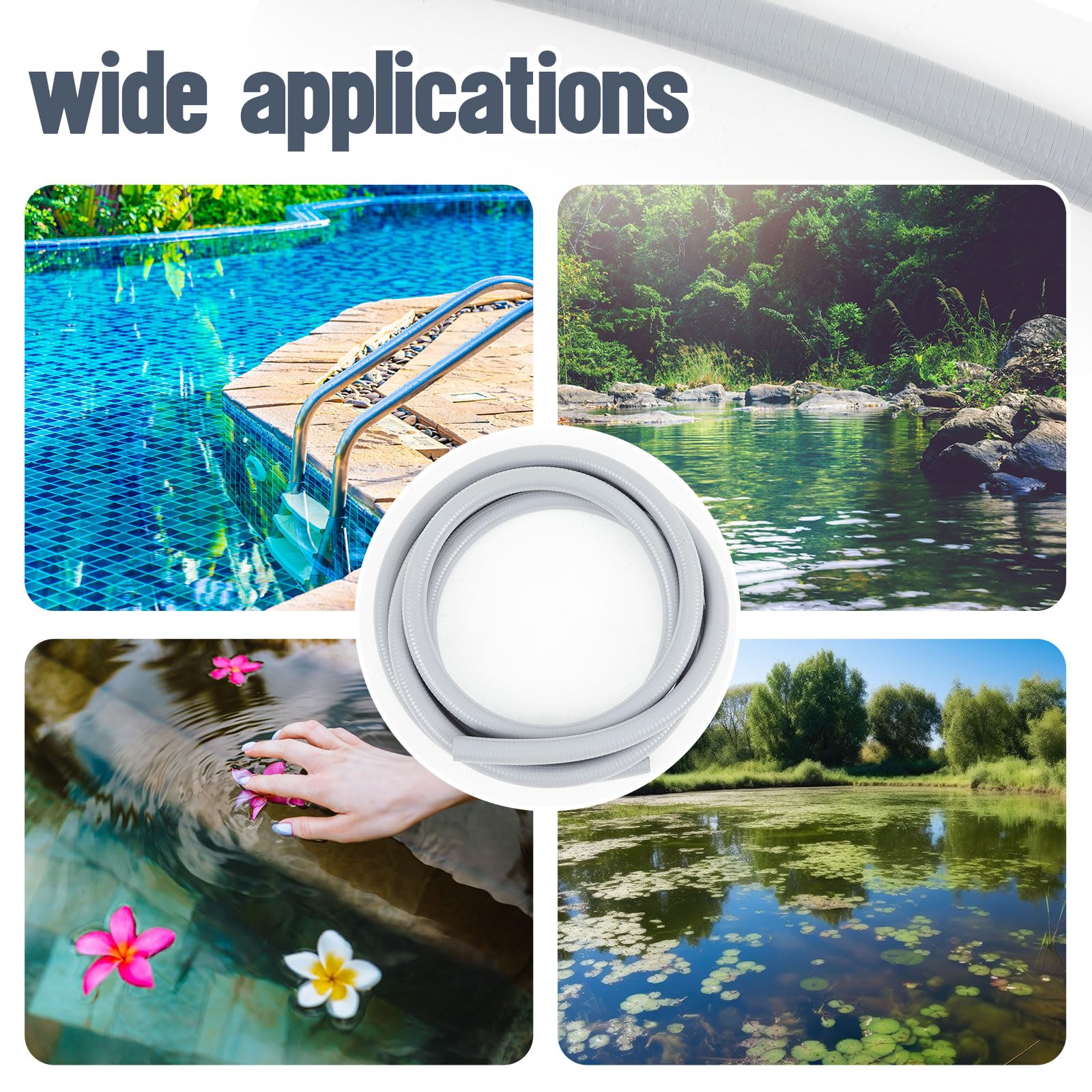 Tujoe Manguera de agua flexible resistente de PVC de 1-1/2 pulgadas x 25 pies para el hogar, jardín, interior y exterior, estanque, riego, piscinas, spas, jardín acuático, estanque, proyectos de PVC