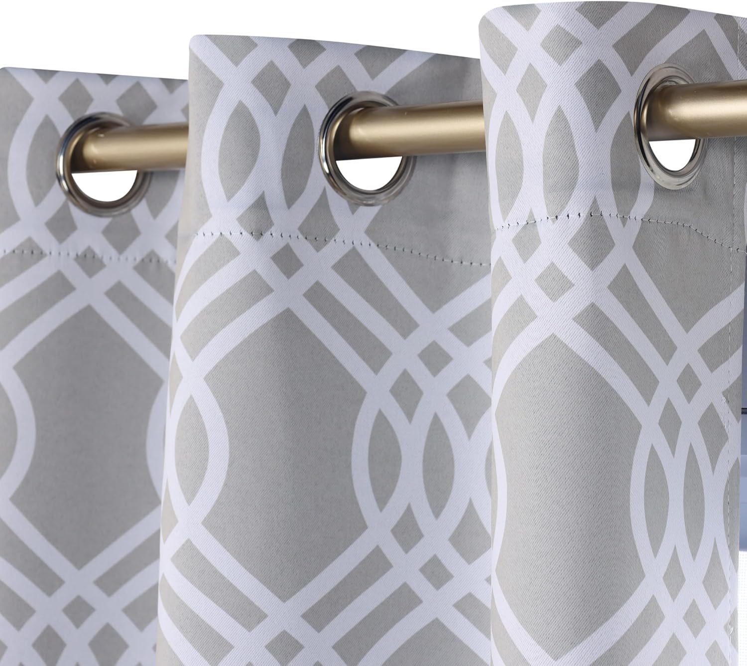Superior Semi Blackout Curtains - Ribbon Trellis Design - 52" x 108" - Grommet Header - Sun Blocking & Room Darkening Drapes for Bedroom, Living Room - Set of 2 Panels - Chrome