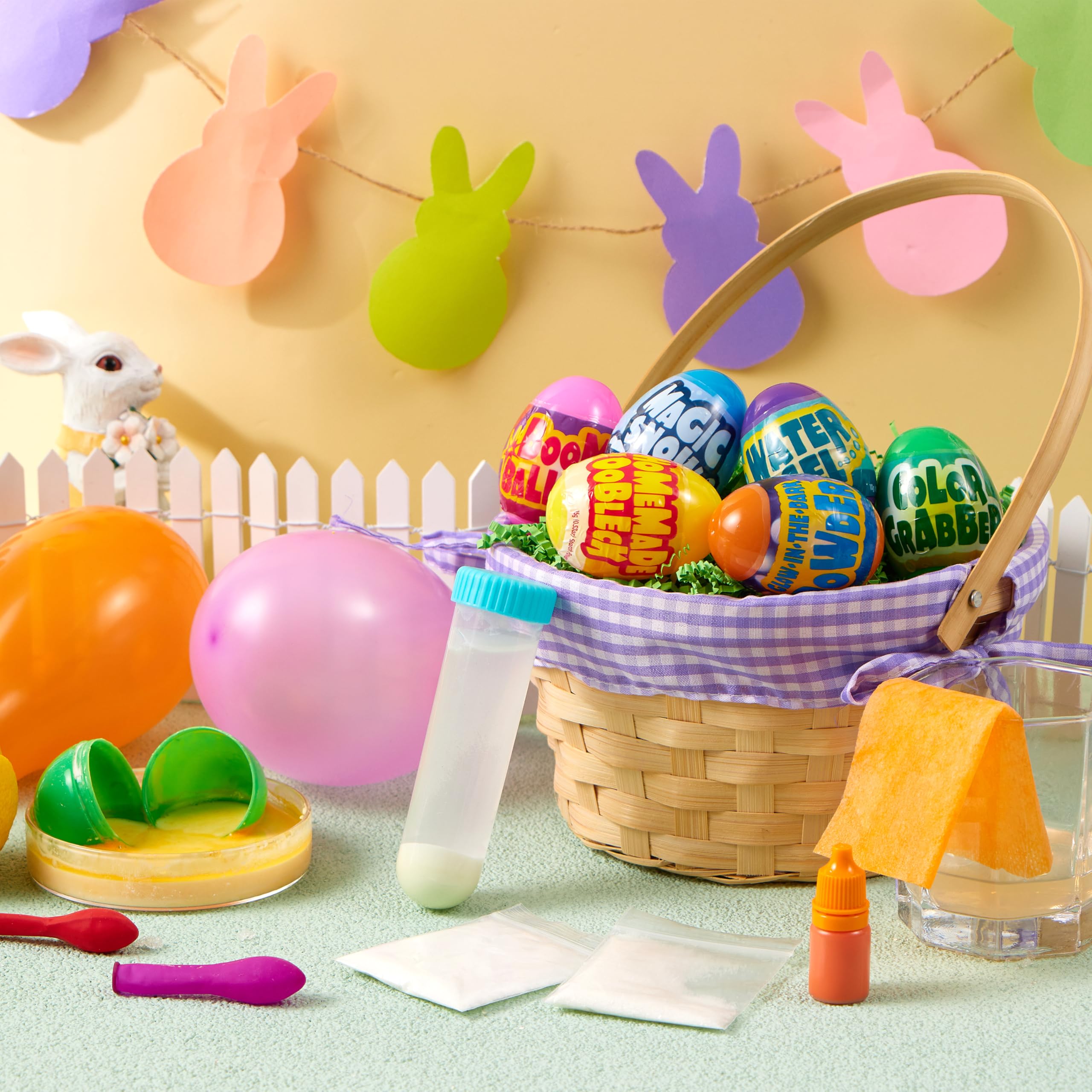 JOYIN Lot de 6 œufs de Pâques pré-remplis avec jouets, œufs de Pâques en plastique avec expérience scientifique, remplissage de panier de Pâques pour garçons et filles, cadeaux de fête sur le thème de