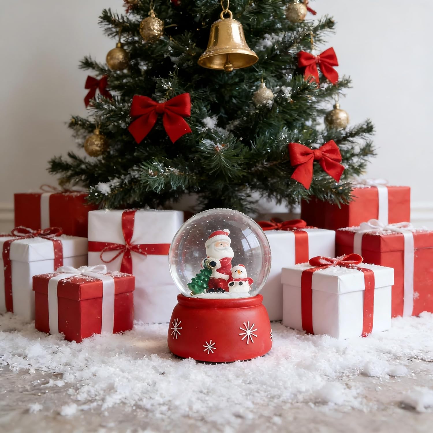 Snow Globe with Santa Claus, Snow Globes with Music & Christmas Tree, Christmas Snow Globes with Music Box, for Christmas Decorations, Table Mantel Fireplace Window Sill Holiday Decor & Gifts