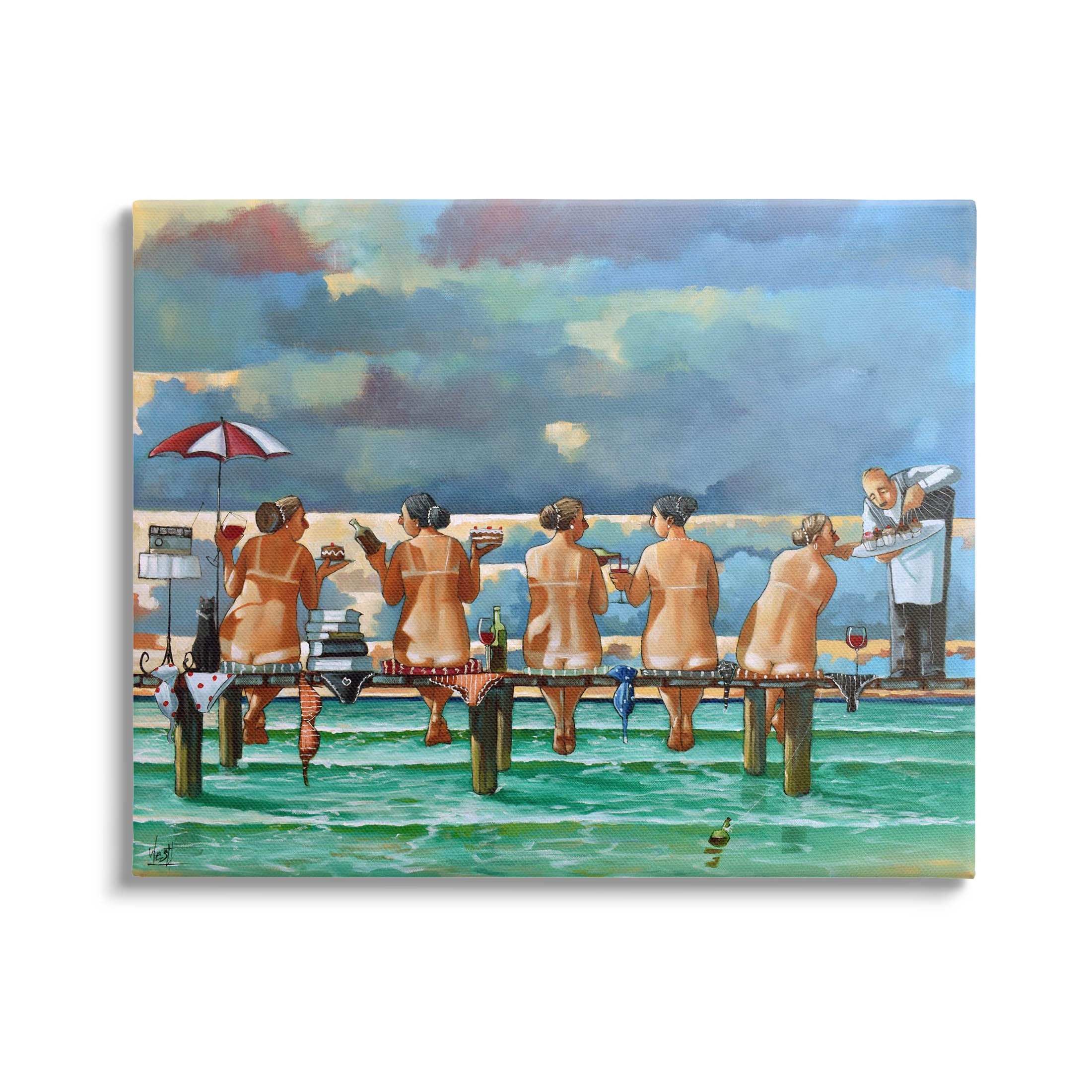 Stupell Industries Beach Dock Women Summer Fun Canvas Wall Art, Design by Ronald West