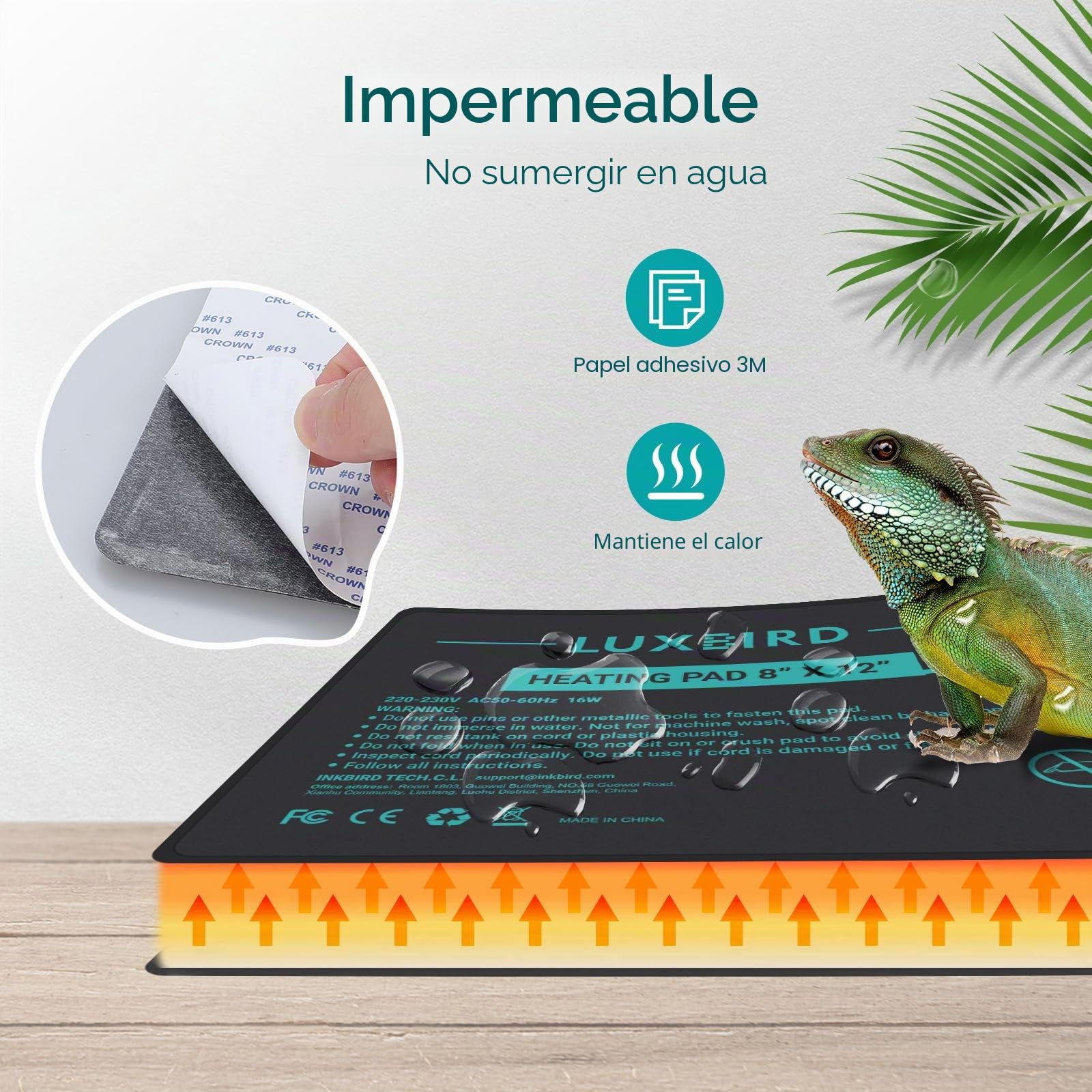 Luxbird Almohadilla Térmica para Reptiles con regulador termostático, Tapetes Térmicos para Terrarios con Temperatura Ajustable para Tortuga Serpientes Lagartos Geckos Arañas, 20x30CM