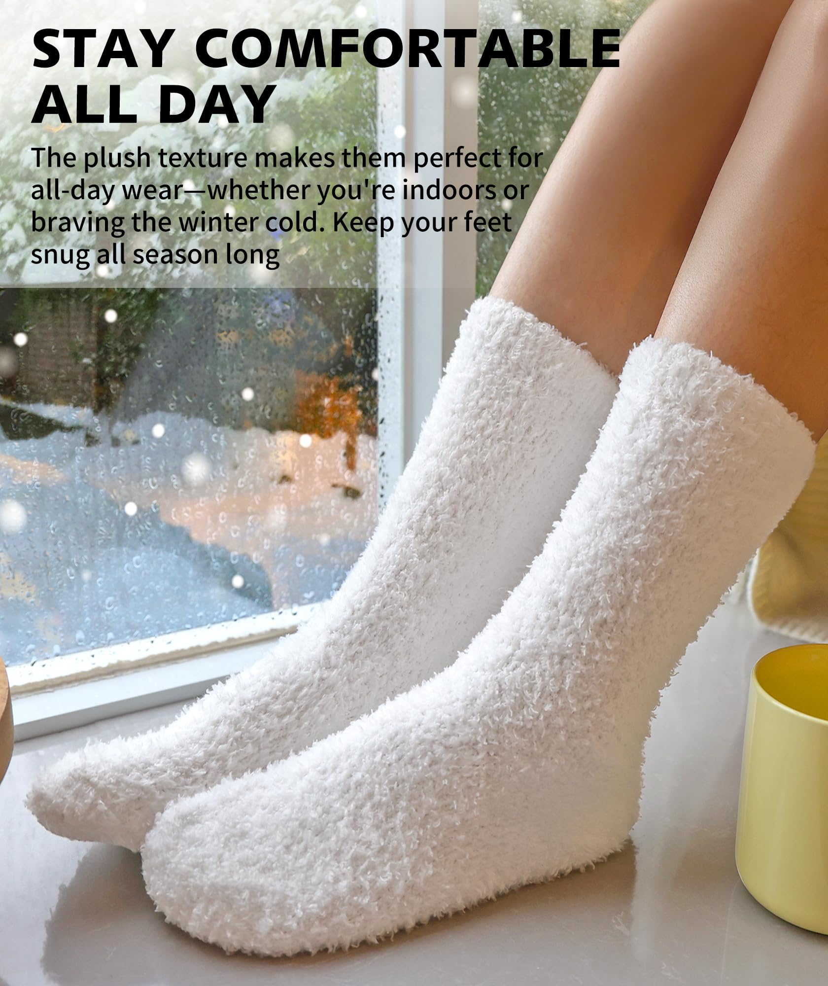 CLOSEMATE Chaussettes Chaudes Femme 35-38 39-42 en Polaire Doux Élastique Épaisse Chausson Maison Hiver 1 ou 3 Paires