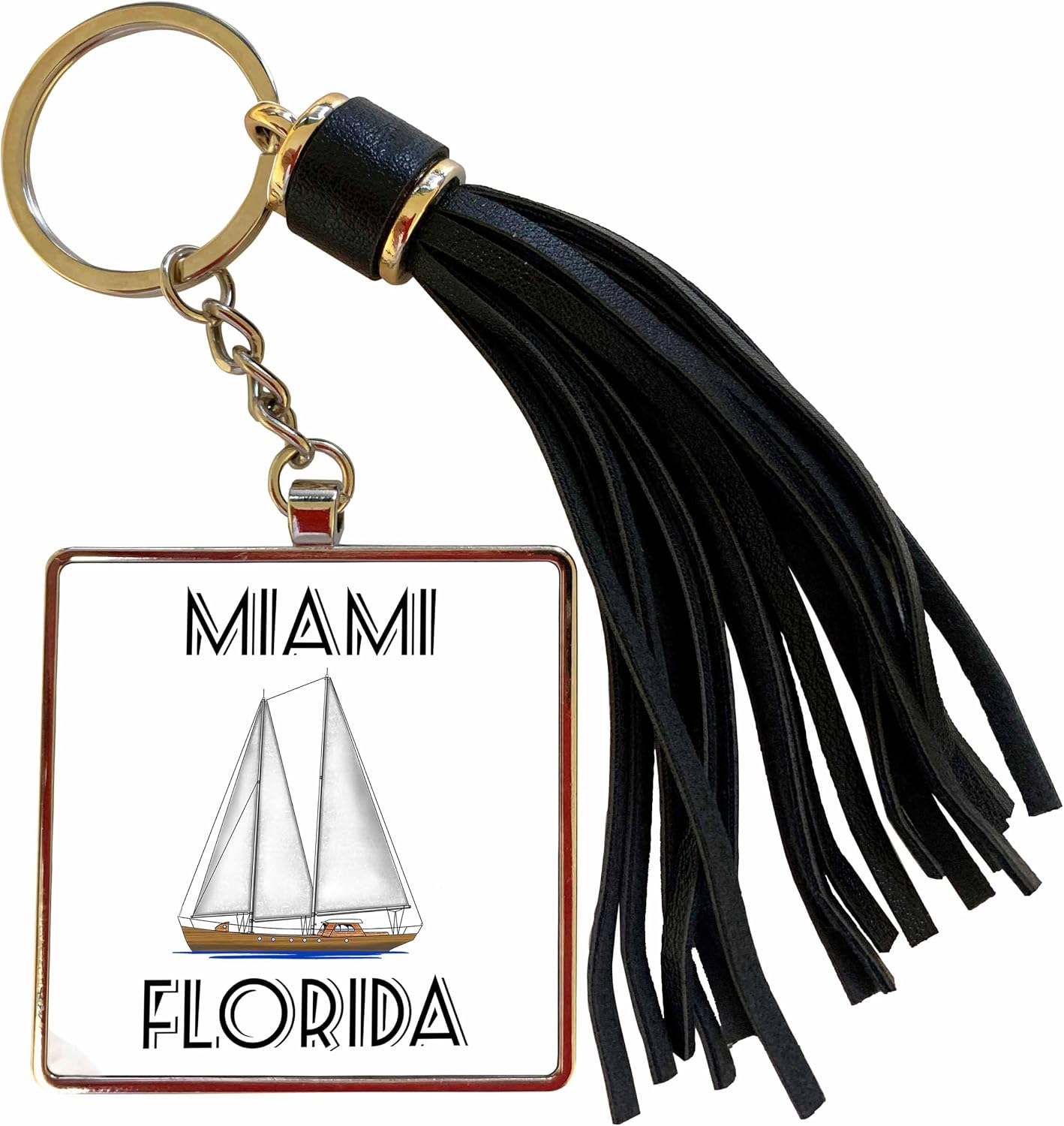 3dRose Miami Florida nautical sailboat souvenir a popular sailing destination Tassel Key Chain