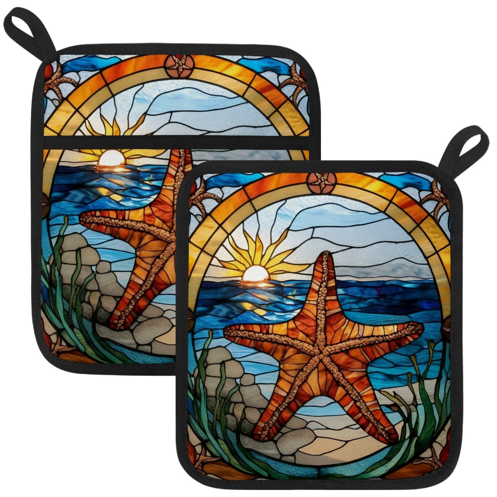 VAPOKF Artistic Starfish Pot Holder, Heat Resistant Oven Cloths, Potholders & Oven Gloves, for Kitchen Cooking & Baking, Thick & Safe, Protection of Hands From Hot Utensils