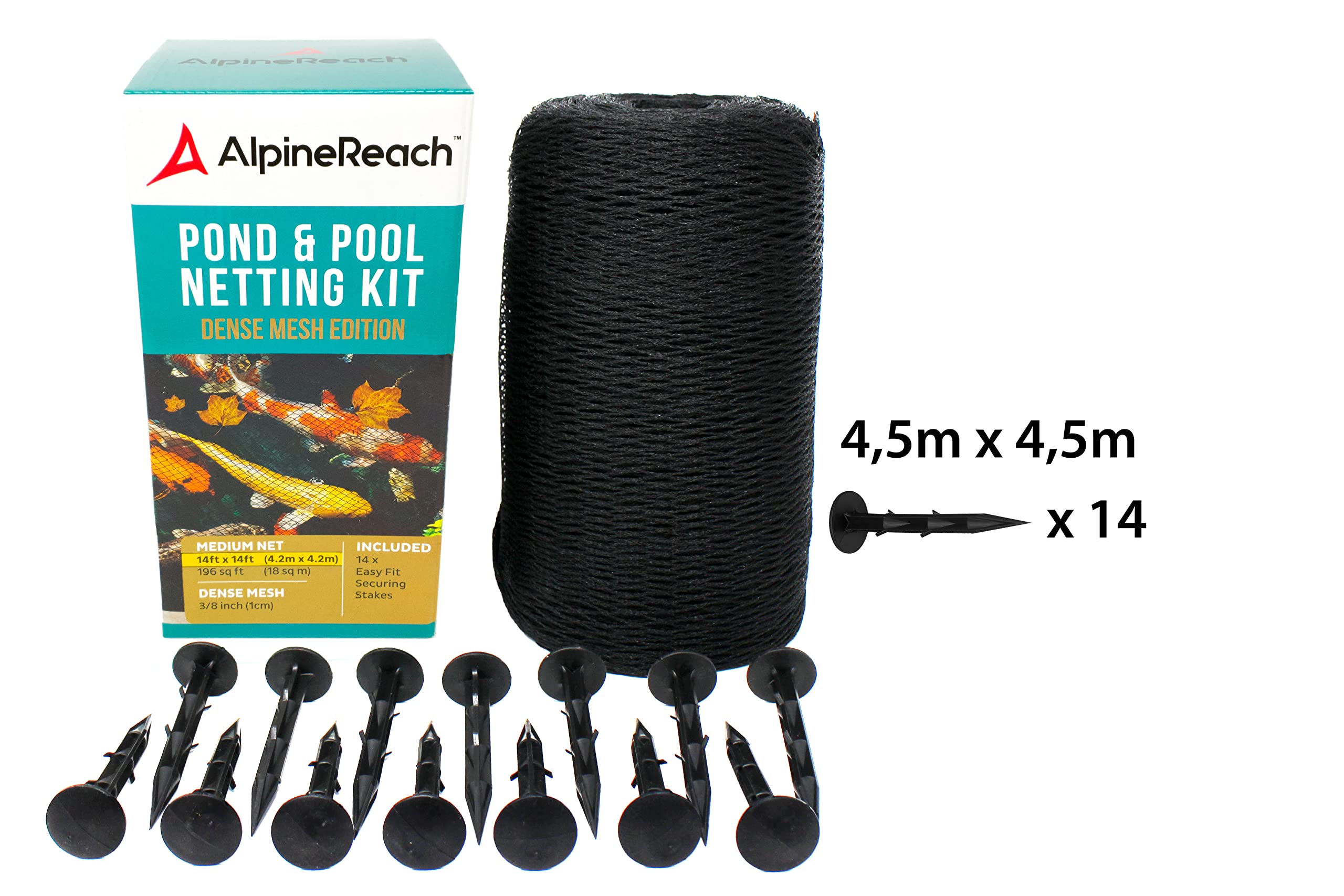 Kit Filet Bassin à Koï 4,5 X 6 M Noir - Maille Fine Anti-Hérons Feuilles - Protection UV Piquets Inclus