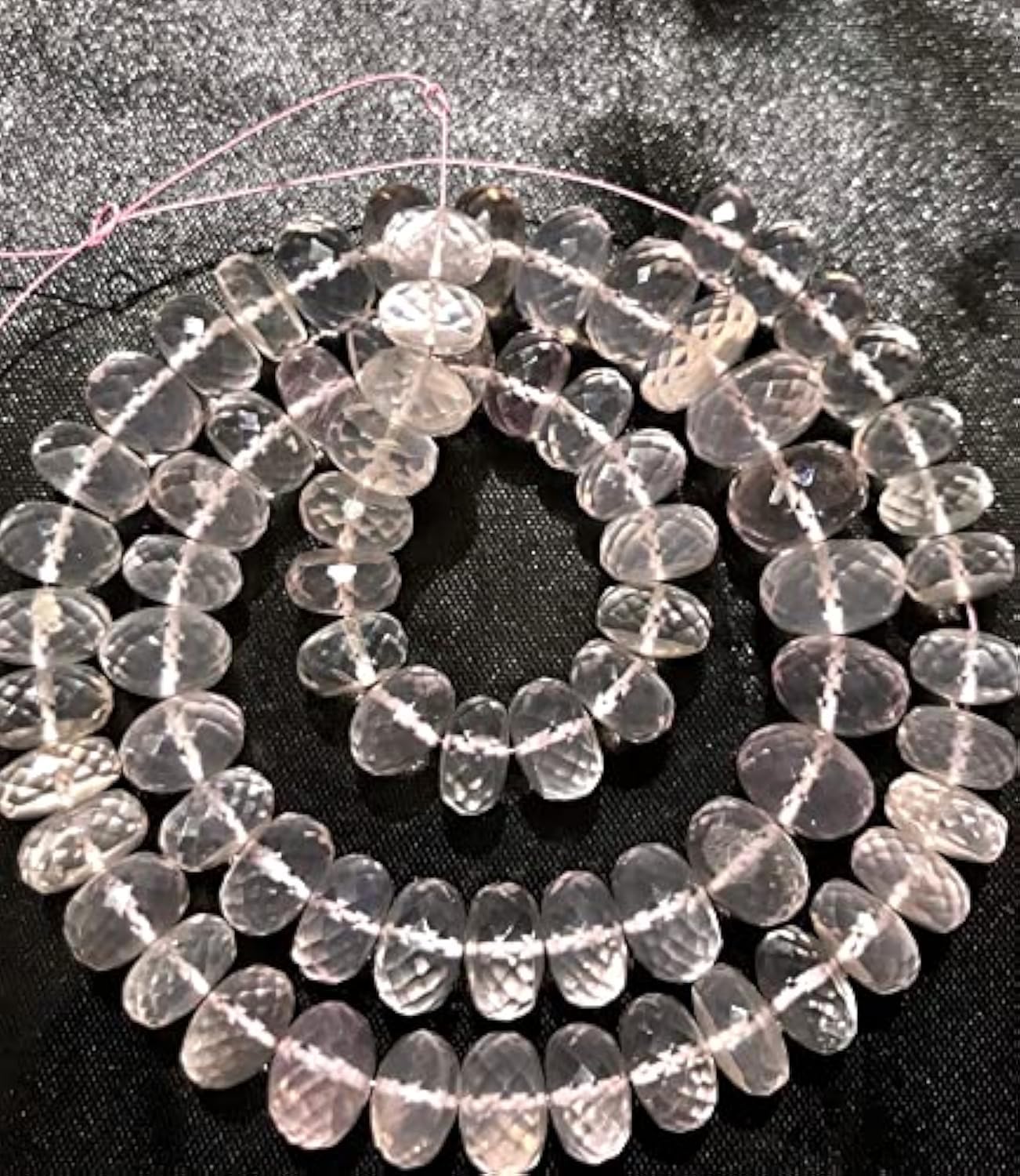 Quartz rose naturel perles rondes facettées 9-11mm pour création de colliers et bracelets artisanaux