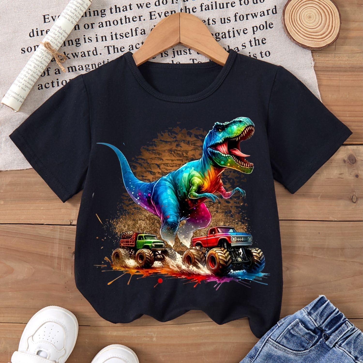 Toddler Boys T-Shirt Dinosaur Monster Truck Cotton Graphic Tee 2-10 Years - Image 3