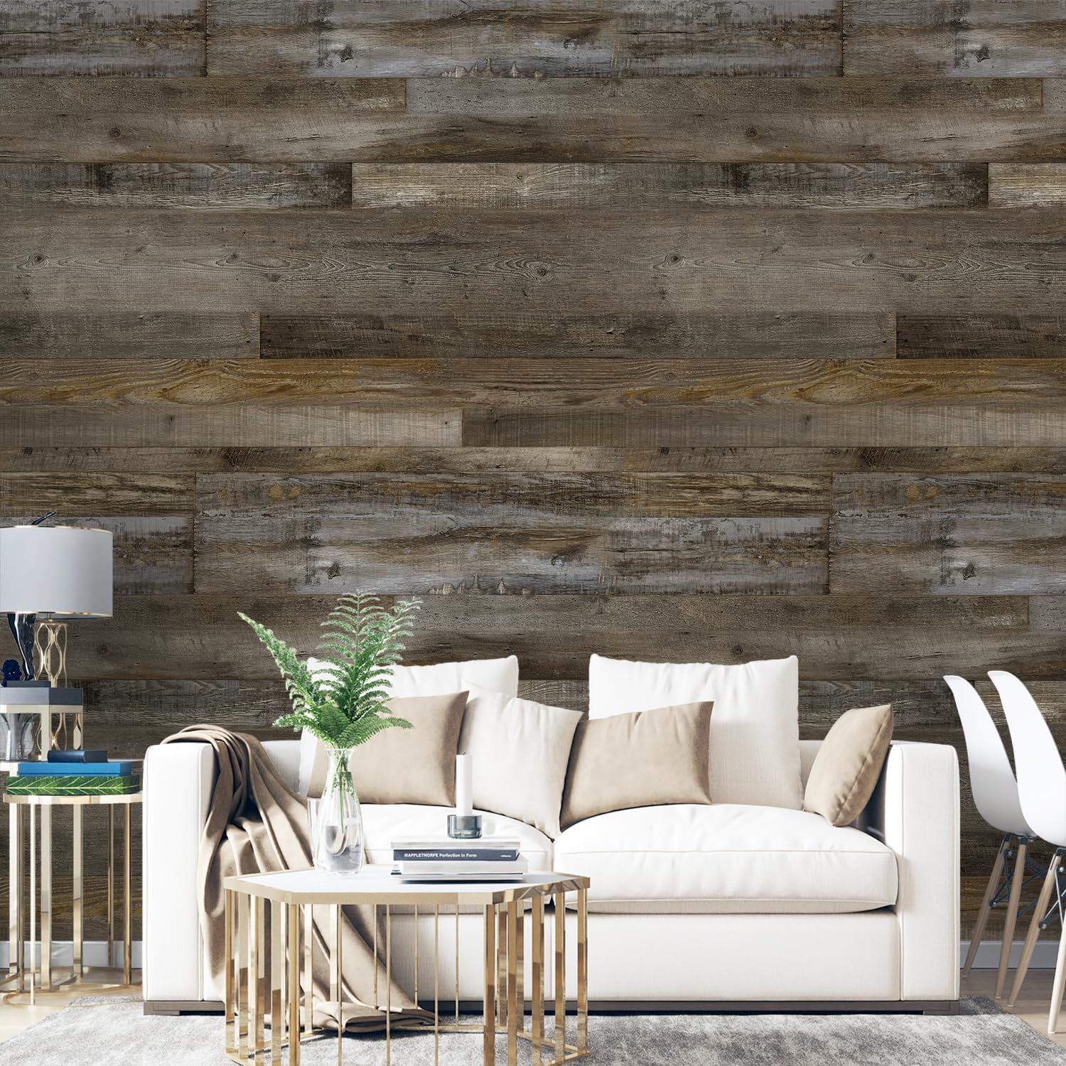 Urban Decor Wall Panels, Easy Peel and Stick self Adhesive Vinyl Tiles for Kitchen Bedroom Doorways Backsplash Planks with Vintage Farmhouse Wood Pattern (Brown Mix)