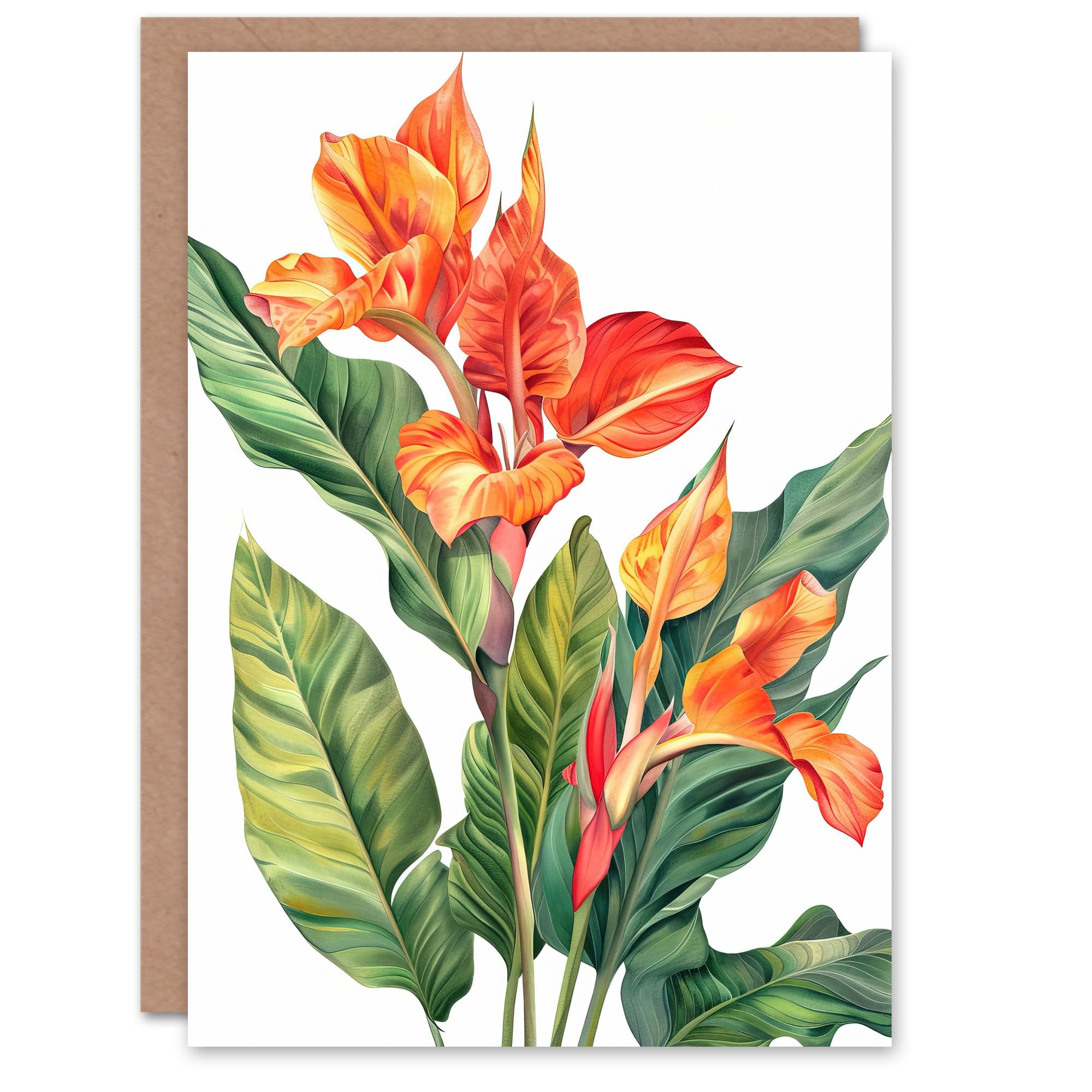 Artery8 Canna Lily Flower Bright Botanical Painting Greeting Birthday Card Him Her All Blank