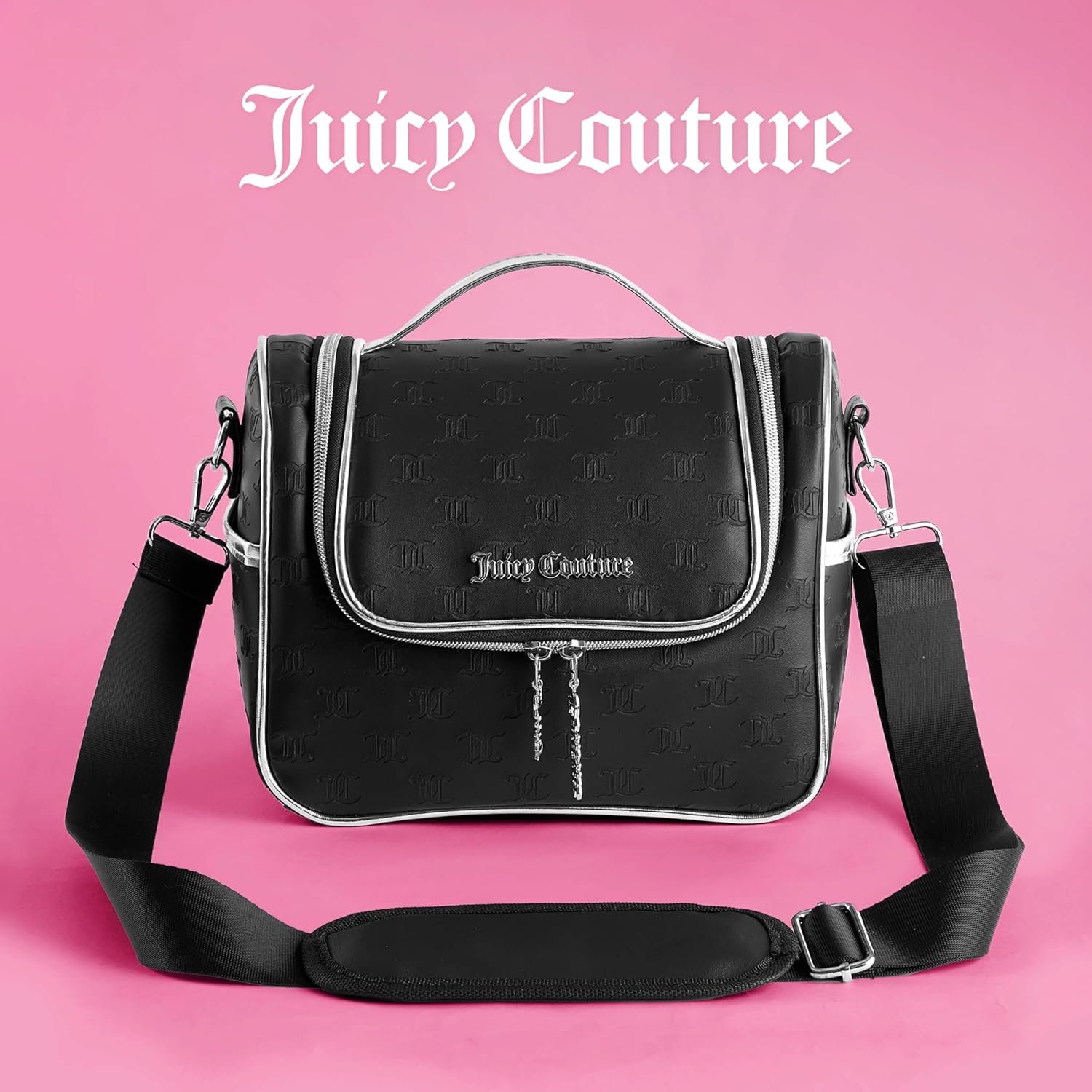 Juicy Couture Insulated Lunch Bag – Stylish Cooler Tote with Adjustable Crossbody Strap, Debossed Logo, Black – Women's Lunch Box Bag for Work, School, Travel - Image 4