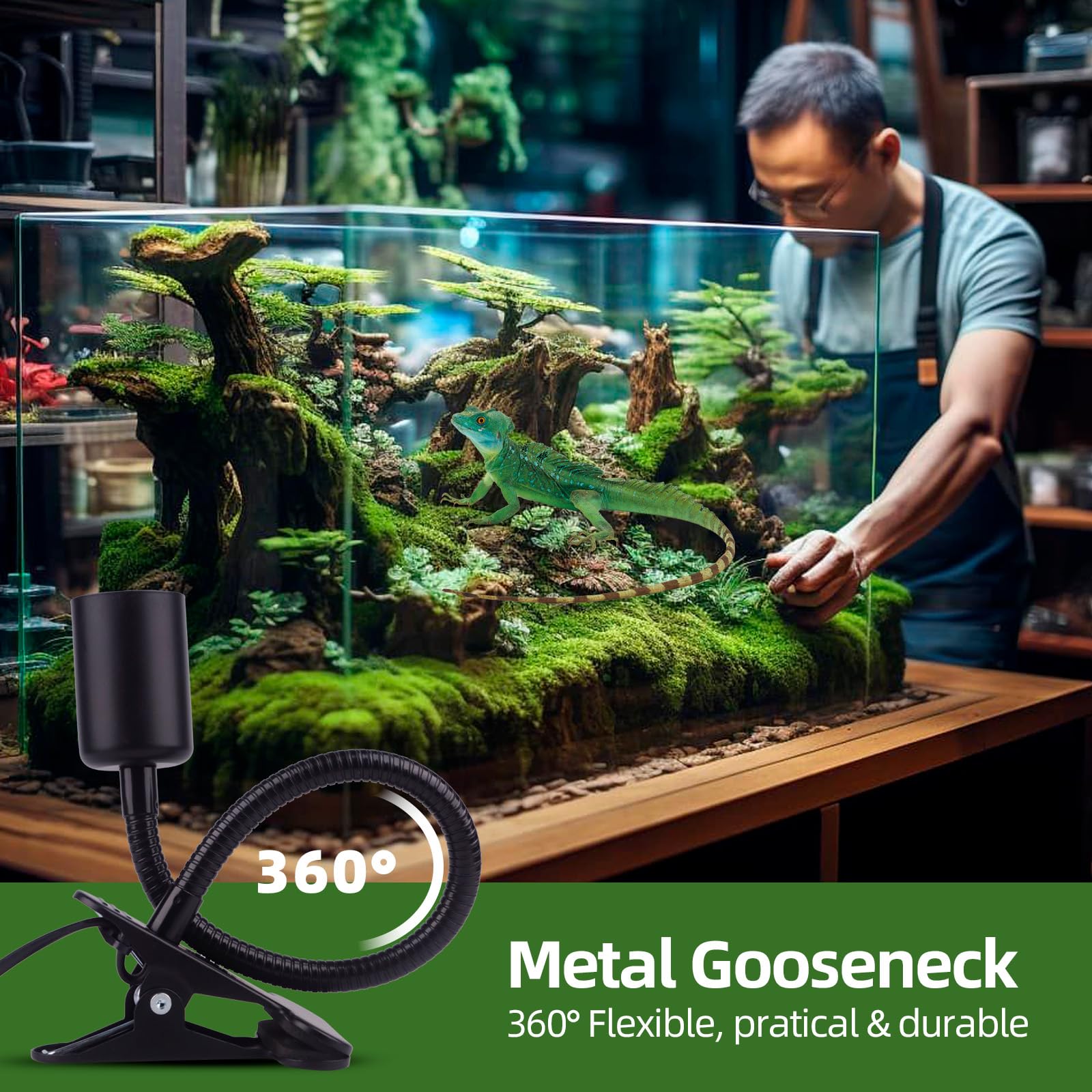 Oprawka lampy E27, czarna, z przełącznikiem i kablem, maks. 150 W, terrarium 220 V, ceramiczna oprawka E27 z zaciskiem do żółwia, gadów, lampa grzewcza (bez żarówki)