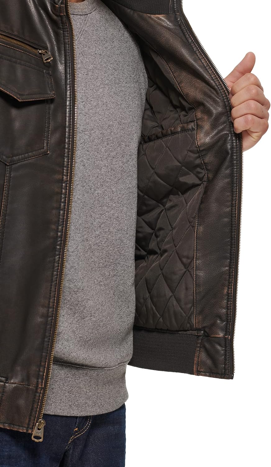 Levi's Men's Vintage Deer Faux Leather Aviator Bomber (Standard and Big & Tall) - Image 5