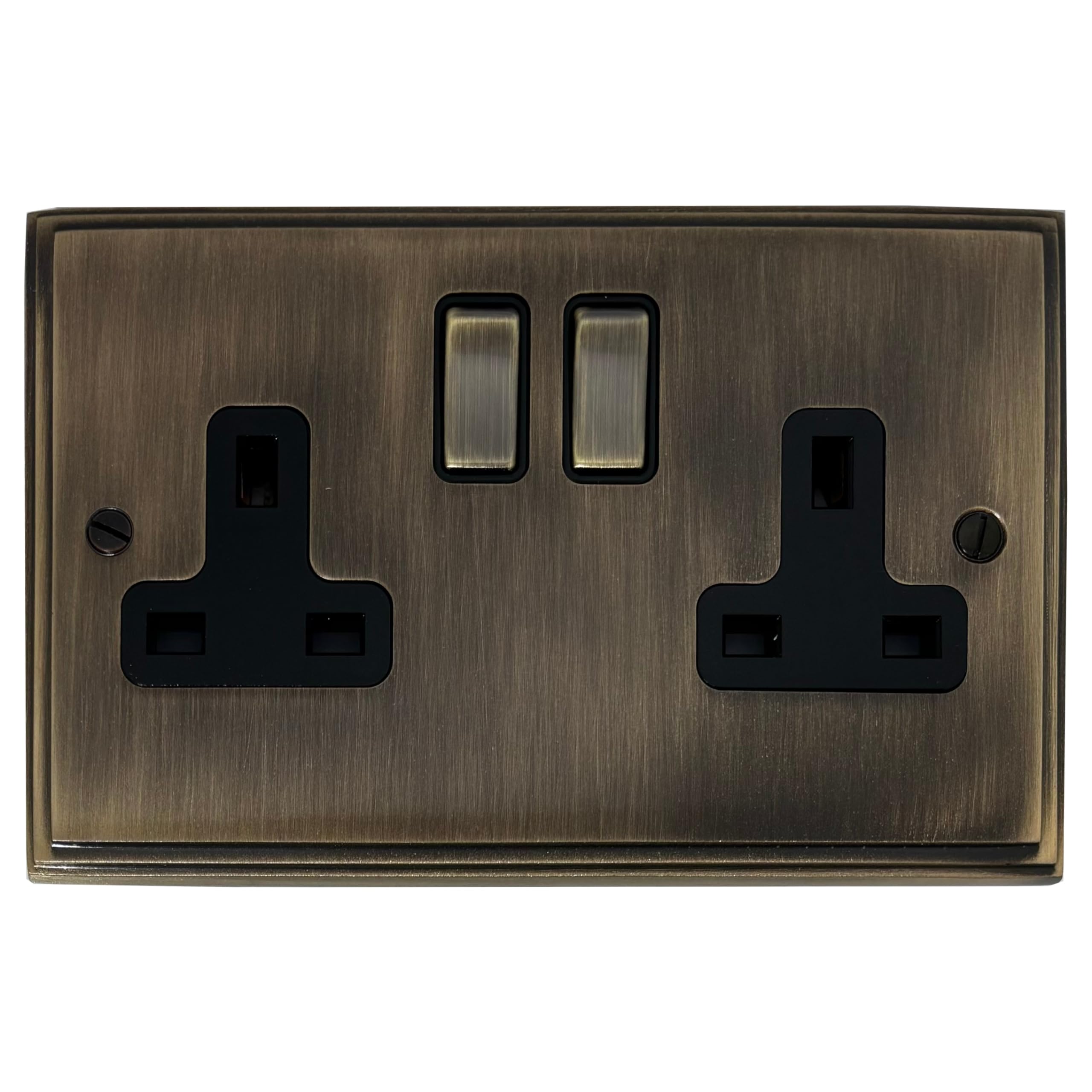 G&H Brassware Bronze G&H Vab310 Victorian Plate Antique 2 Gang Double 13A Switched Plug Socket