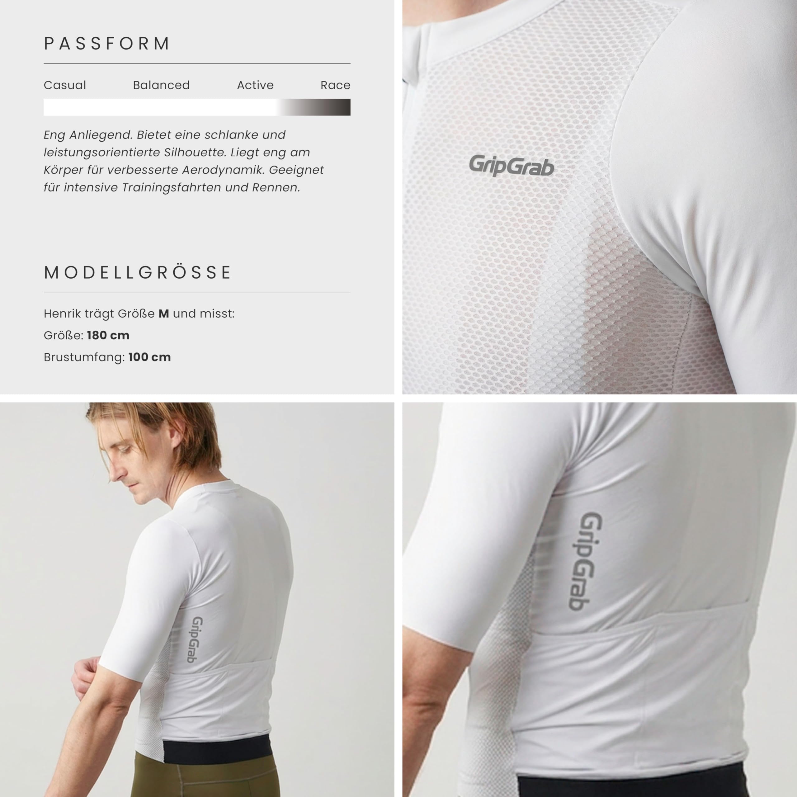 GripGrab PACR Radsport Kurzarmtrikot Herren - Sommer Rennrad Aero Trikot | Leichtes UV-Schutz Radtrikot mit UPF 50, Mesh-Gewebe für Hitze, 3 Rückentaschen & Reißverschlussfach, Raw-Cut-Ärmel Design