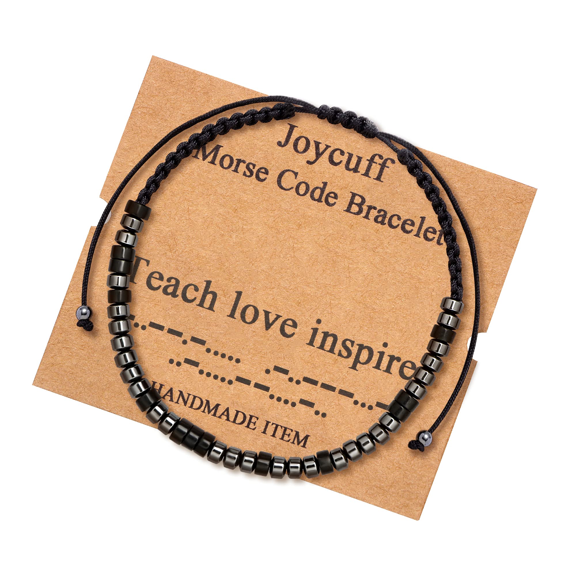 JoycuFF Gifts for Teachers Morse Code Bracelet Gifts from Students Birthday Handmade Weave Secret Message Teacher's Thanksgiving Day Christmas Jewelry Teach Love Inspire