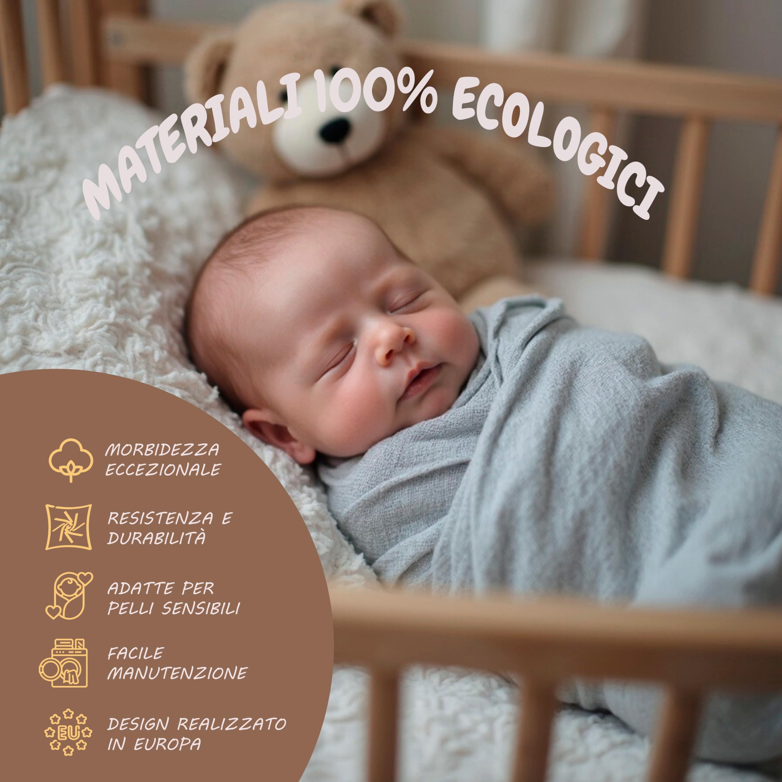 Mussole Bambino Cotone Bamboo 120x120 cm 2 pz Swaddle Panni Fasciatoio