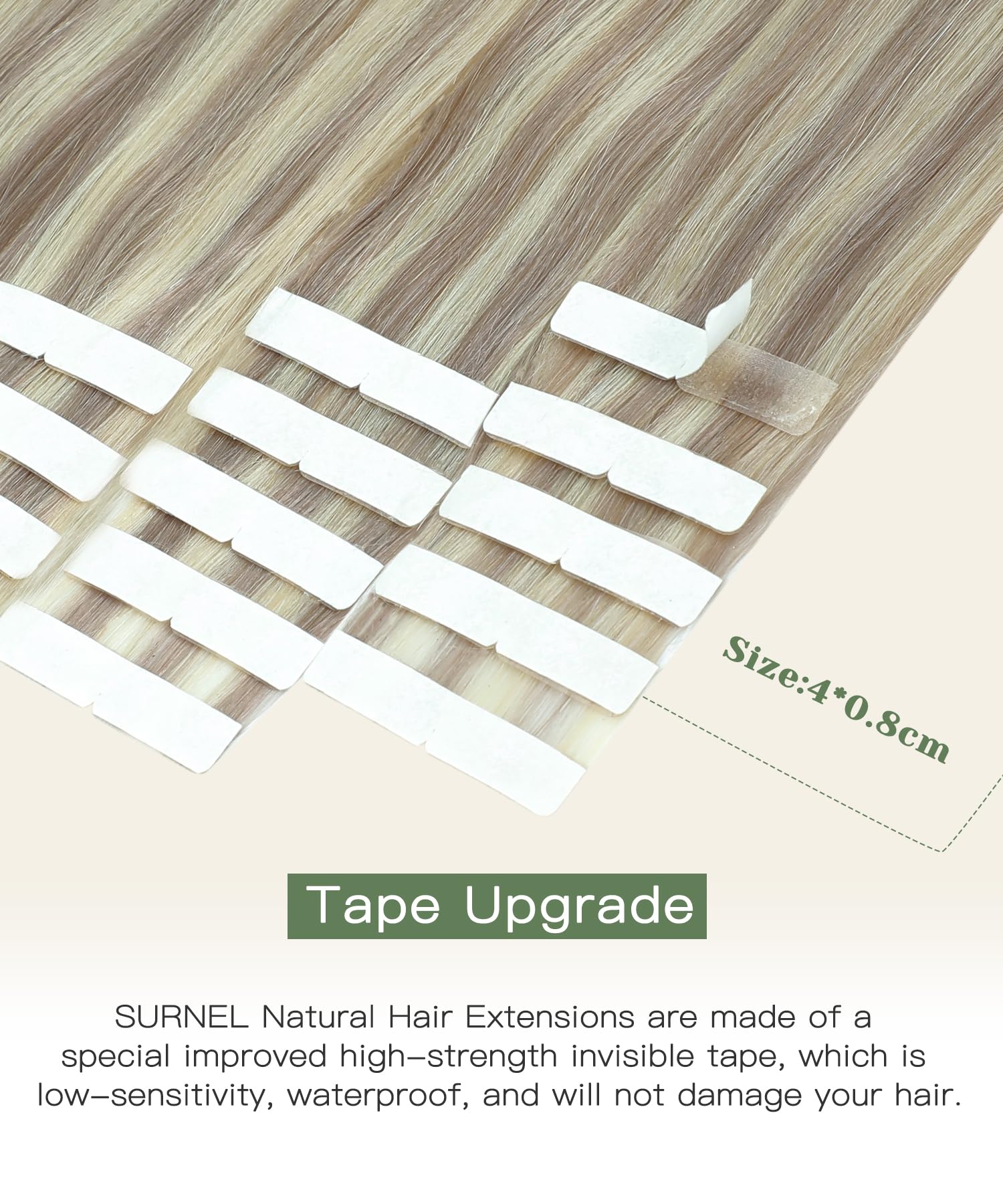 SURNEL Injected Tape in Hair Extensions 16 Inch Colour 18 Caramel blond 613 Bleach Blond Natural Real Hair Extension Upgraded Seamless Remy Invisible Skin Weft Straight 20 Pcs 35g(#18P613-16) - Image 3