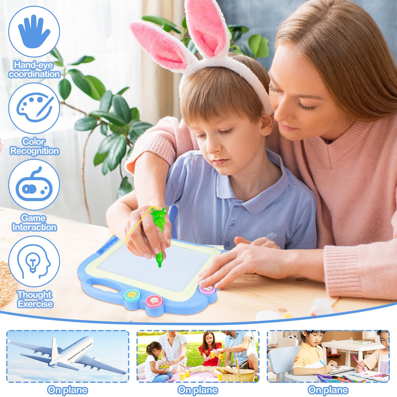 Activity-board Tableau Magnétique Pour Enfants, Tableau Magnétique Effaçable Coloré Avec Stylo Magnétique Et 3 Tampons, Tableau De Peinture Magique Pour Voyage, Trajet En Voiture | Acheter En Ligne