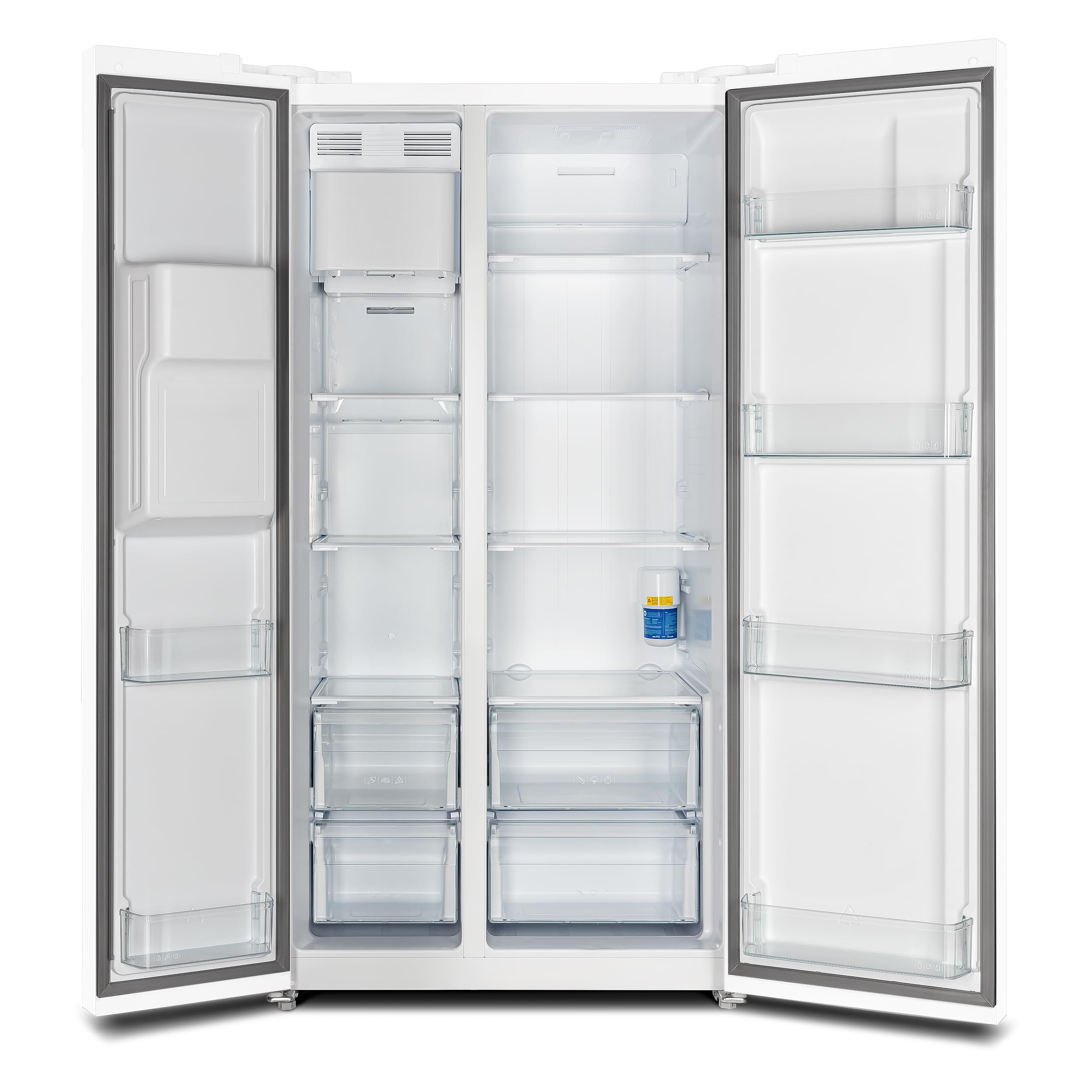 Forno Salerno 36" Side by Side 20 Cu.Ft Free Standing White Fridge - Stainless Steel Refrigerator with Ice Maker & Decorative Grill - Touch Control Kitchen Fridge with Child Lock and Vacation mode on Fridge.com