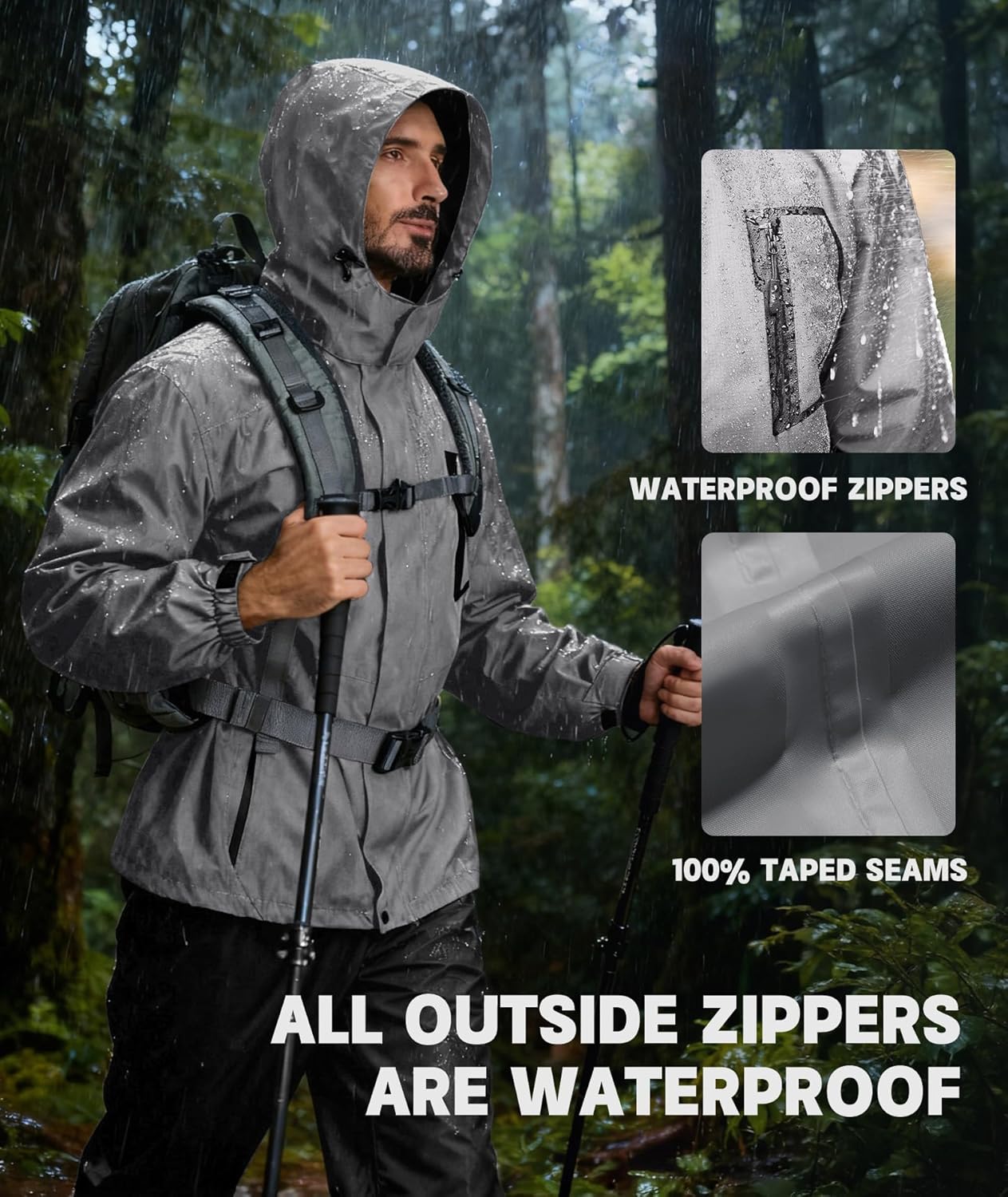 SWISSWELL Mens Rain Jackets Waterproof with Hood Men Windbreaker Jackets Lightweight Rain Coats for Golf Fishing Hiking