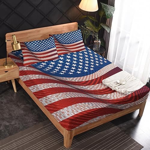 Miniatura 2 de GEDAEUBA Sábanas de bandera estadounidense tamaño King  Juego de sábanas de bandera de Estados Unidos para niños y niñas, juego de sábanas de