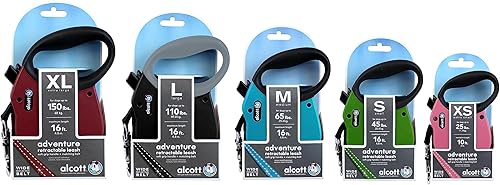 Miniatura 4 de Alcott Adventure Correa de cinturón reflectante retráctil  16 pies  Grande para perros de hasta 110 libras, negro con mango de agarre suave gris