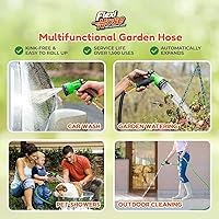 Vista 3 de Flexi Hose Expandable Garden Hose with 8 Function Nozzle, 50FT - Lightweight Retractable Garden Hose, Water Hose - No-Kink Flexibility, 3/4 Inch