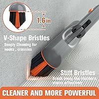 Vista 2 de Eazer Grout Brush with Long Handle, 180°Rotation Tile Grout Cleaning Brush, V-Shape Shower Scrubber Cleaner, Stiff Bristle for Cleaning Bathroom