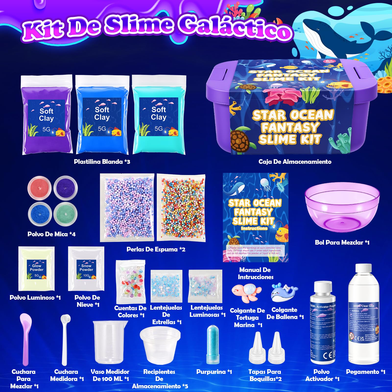 iKidiki Galaxy Slime Kit para Niñas 6-12 Años - Juguetes con Activador