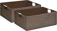 Vista 19 de Contenedor de almacenamiento para estantes, cestas rectangulares para armario, caja plegable con asas, color beige, cestas de estante, cajas