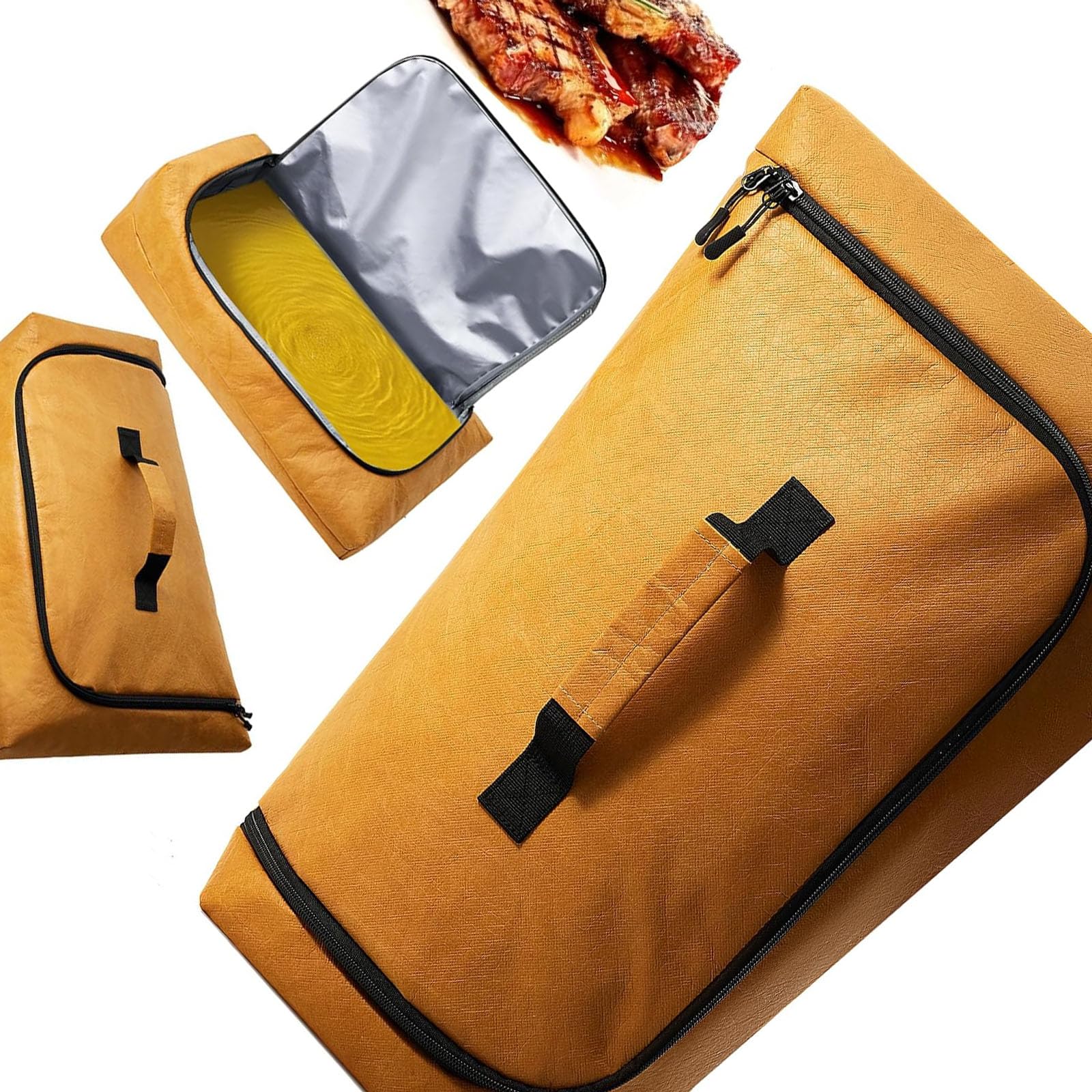 Osniyaw Yellow Leak Proof Insulated Meat Rest Bag With Zipper, 53, 3 X 35, 6 X 20, 3 Cm, For Beef Brisket, Turkey Steaks, Grill, Heat Sealed Leakproof