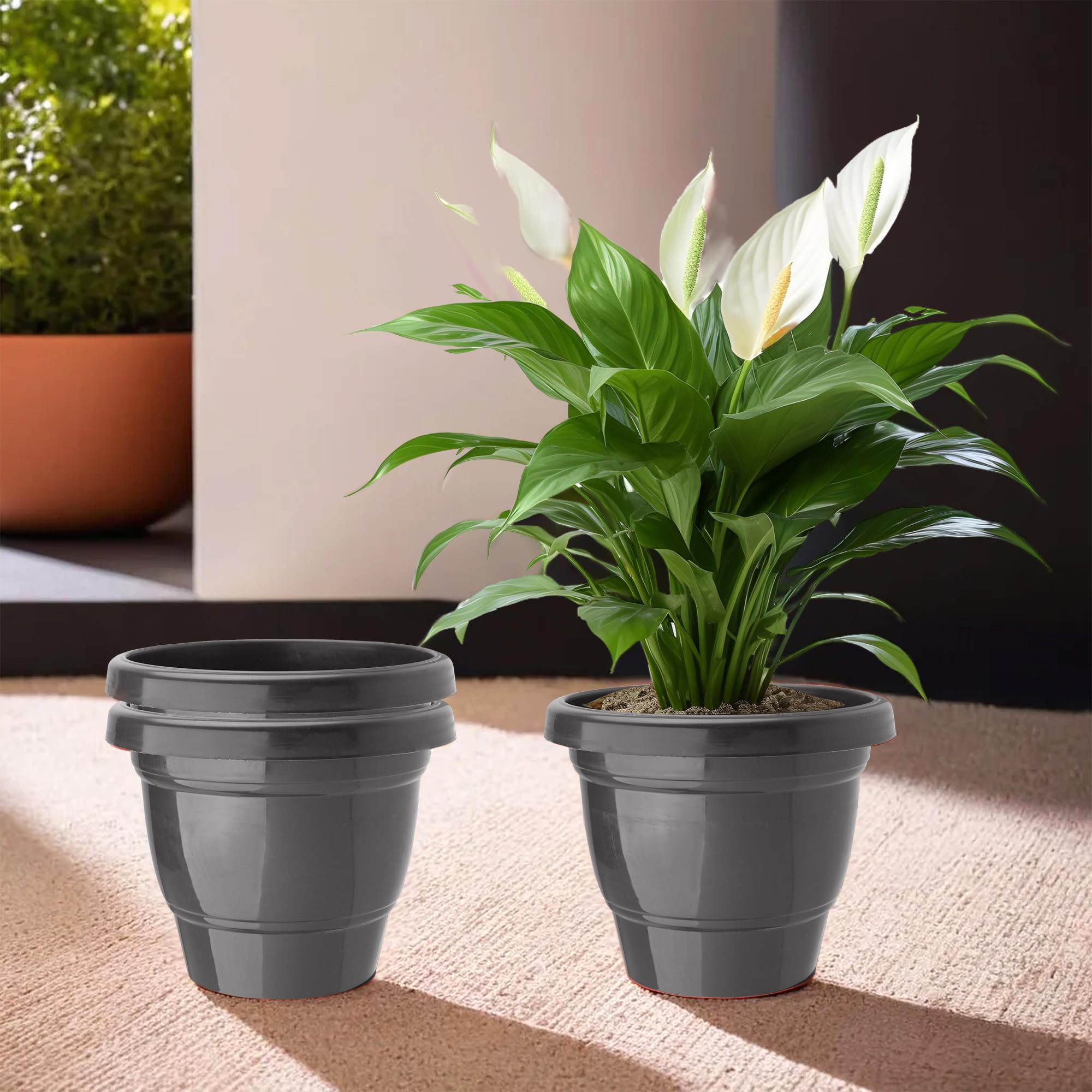 Kuber Industries (Pack of 3) Flower Pot | 2-Layer Fuldani Flower Pot | (6 Inch) Pots for Terrace, Garden | Pots Stand for Plants | Phooldaan for Home D?cor | Synergy Indoor Plant Stand | Black (B0D7VDZ1JH) Amazon Price History, Amazon Price Tracker