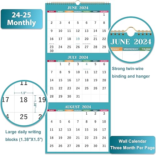 Miniatura 5 de Calendario de pared 2024, calendario de 3 meses 2024, diciembre de 2023 a enero de 2025, 11.25 x 26 pulgadas, calendario de pared de 3 meses 2024,