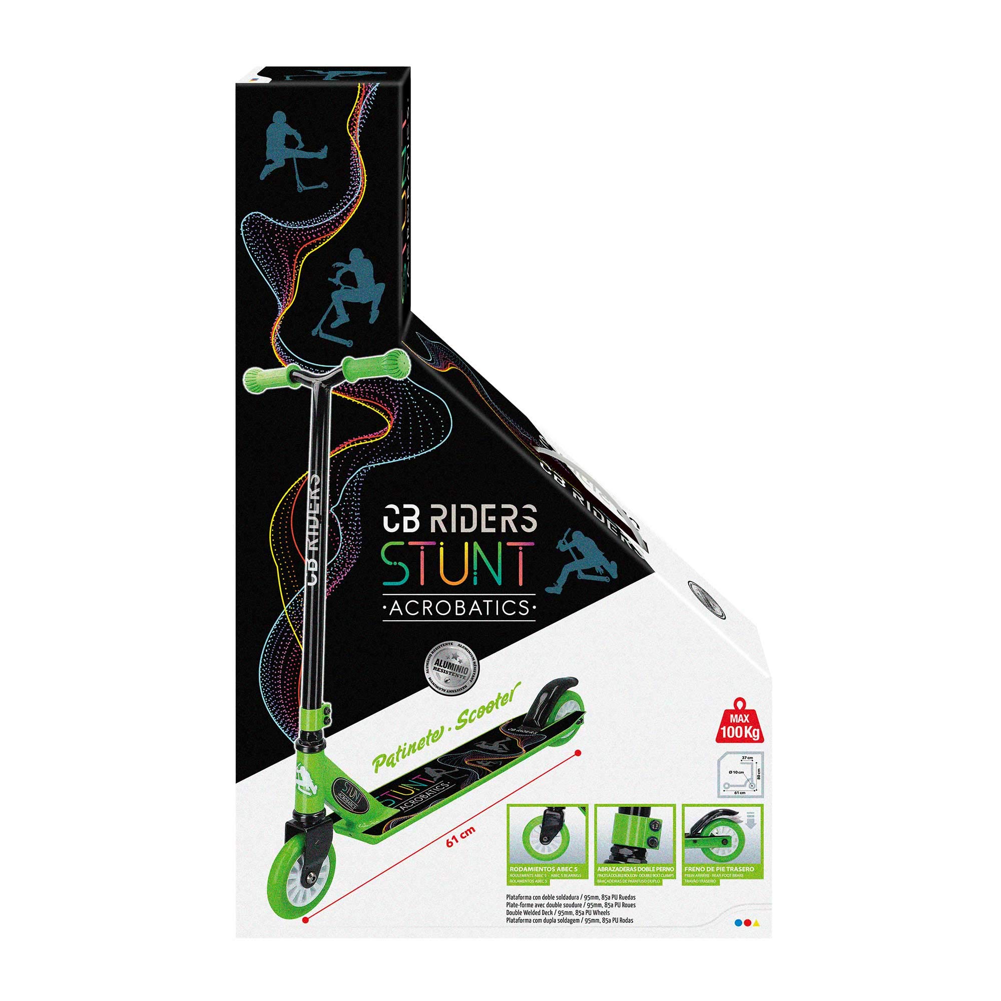 COLORBABY CB Riders, Scooter 2 Roues acrobatique Vert (54065)